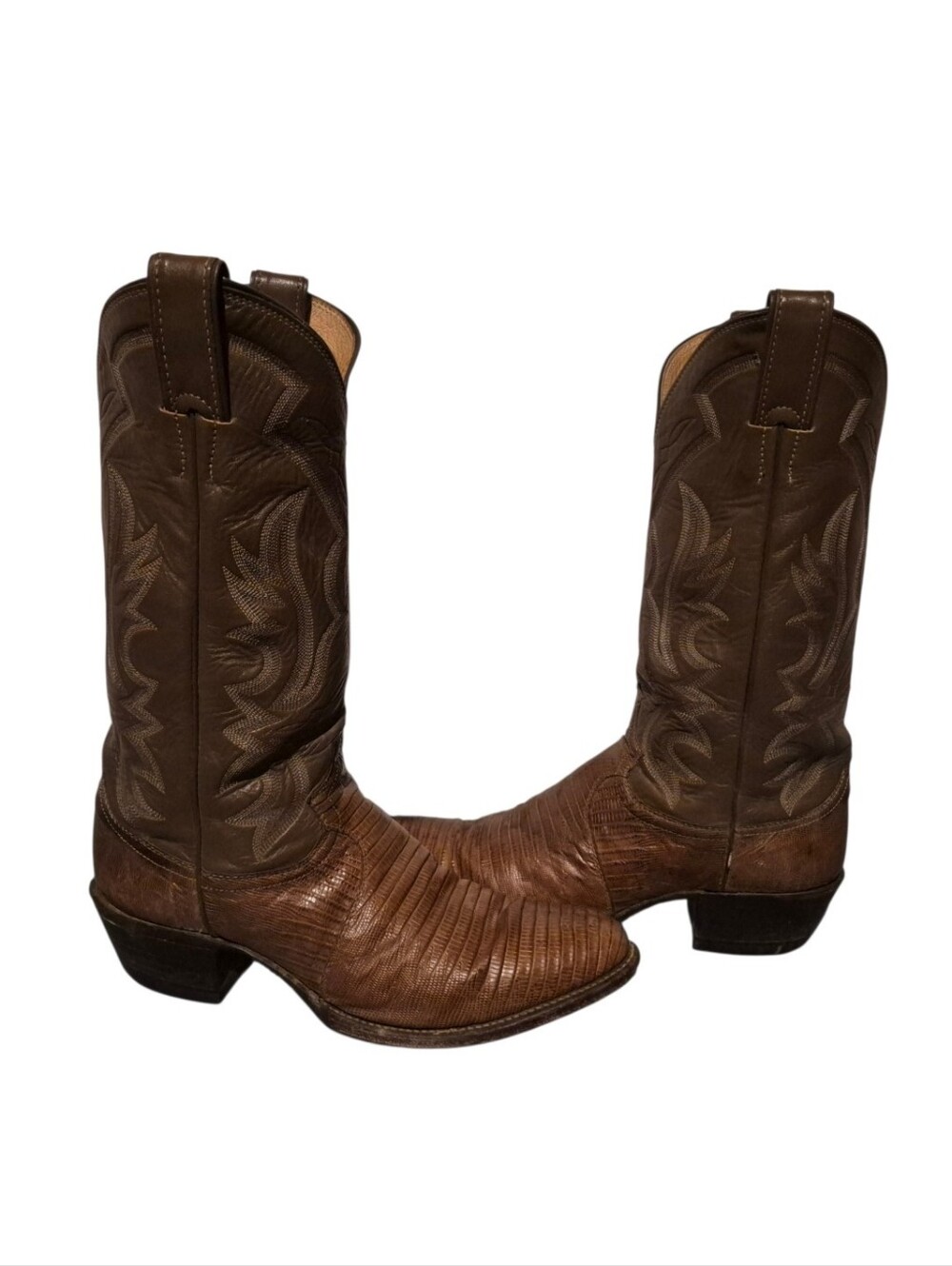 Vintage Justin Lizard Skin Cowboy Western Boots Men's Size 8.5D, Made In USA